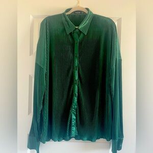 Oversized forest green nasty gal LS button up top